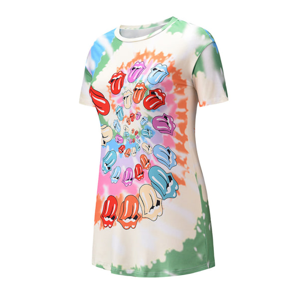 Women's Printed Top Short Sleeve Casual T-shirt Loose Pullover Green,XXL