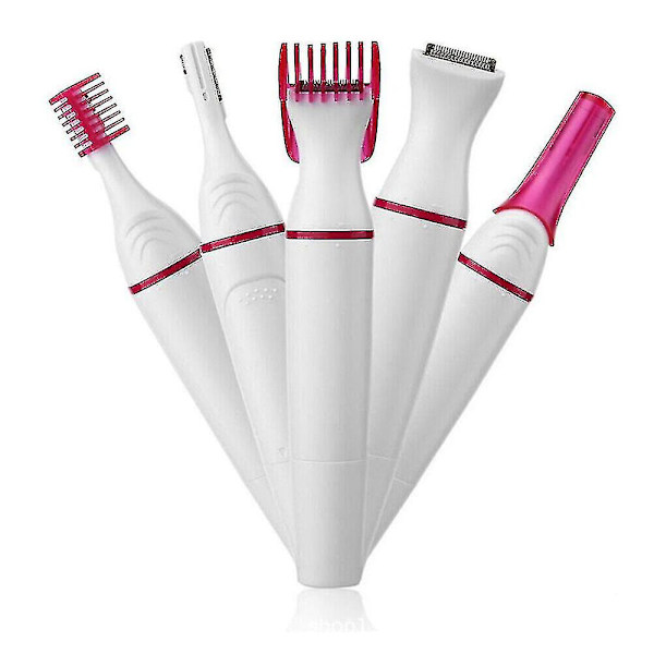 5 i 1 Elektrisk Dame Shaver Hår Arm Ben Bikini Ansigtsfjerner Dame Razor Trimmer