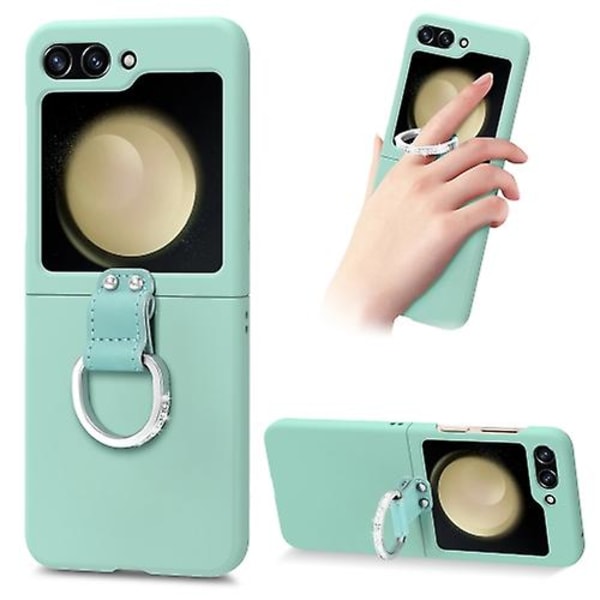 För Samsung Galaxy Z Flip5 5g Skin-feel Diamond Ring Shockproof Mobiltelefonfodral Teal