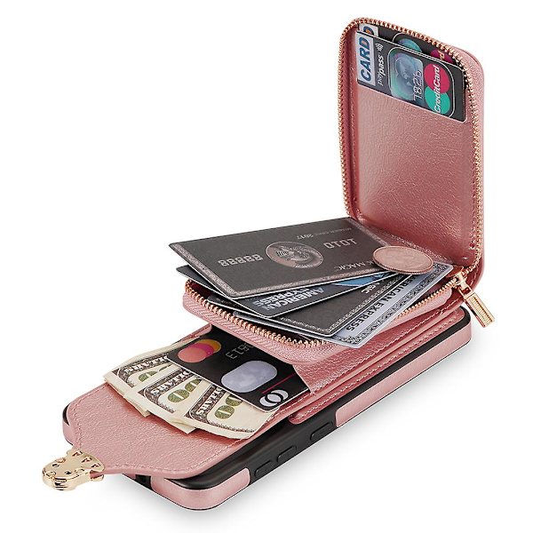 Samsung Galaxy S24+ Fodral i PU-läder + TPU-kickstand med axelrem Rose Gold