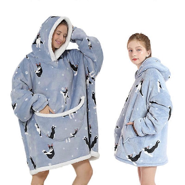 Vinter Sherpafilt med Ärmar Super Mjuk Fleece Sweatshirtfilt Huvtröja Varm Flanell Avocado Hemkläder Huvad Filtar Mom-free size 1pcs-dog