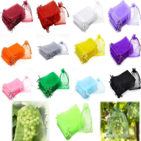 100pcs Bunch Protection Bag 30x20cm/15x20cm/10x15cm Grape Fruit Organza Bag With Drawstring Gives Total Protection