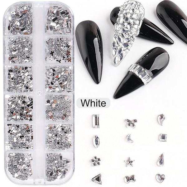 Nail decorations for nail art ins12 grid love star resin shaped glass drill