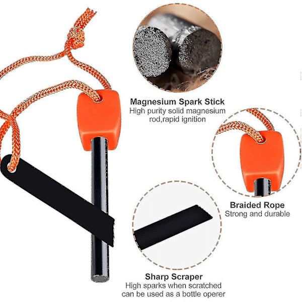 3 X Udendørs Ildstedsstål Ildstedstarter Ildstedsstål Flint Overlevelsesmagnesium Flint Flint Flint Ildstik Magnesium Ildstedsstål Håndlavet Til Camping/vandreture
