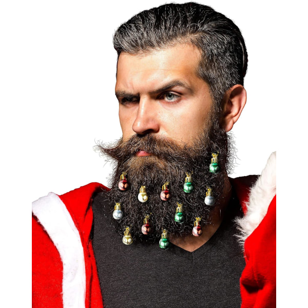 Skäggprydnader - original 12-delade julhår- och hårprydnader med färgglada julfärger, lämplig för män i semesterns anda, e**&