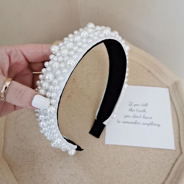 Bridal pearl headband crown baroque party ball hair accessories