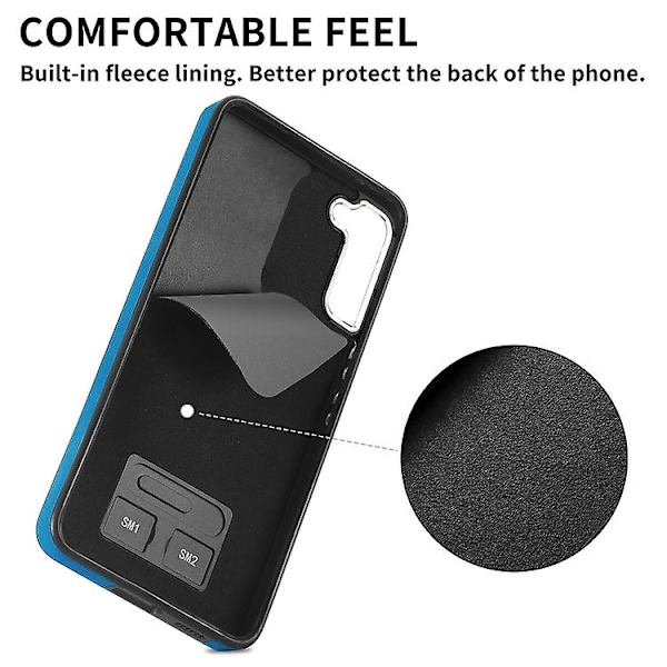 For Samsung Galaxy S23 Ultra 5g Galvanisering Skin-feel Lær Ring Kortlomme Mobiltelefon Deksel Blue