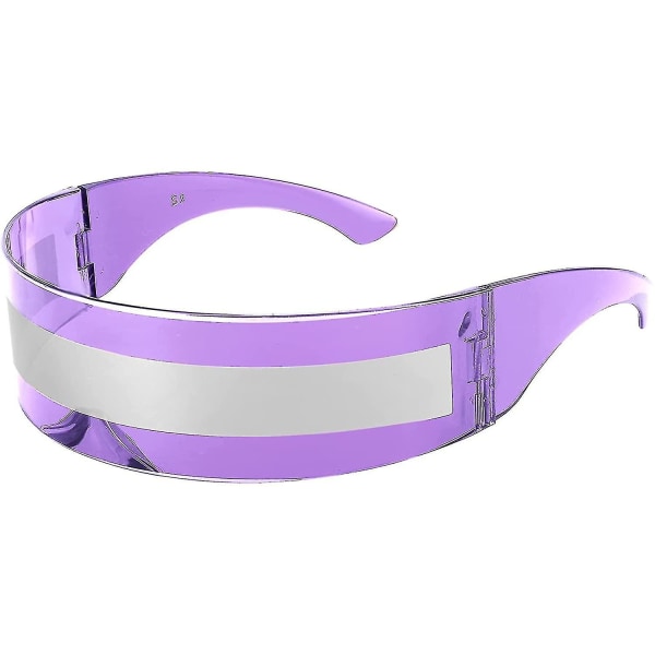 80-tal Futuristic Visir Cyber ​​Solglasögon Herr Dam Futuristisk Punk Style Cosplay (lila - Silver Stripe) Purple - Silver Stripe