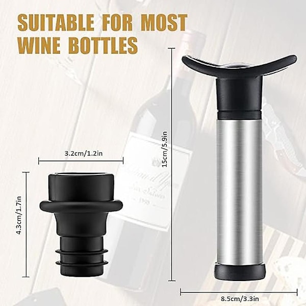 Vinstop med vakuumpumpe til vin, vinbevarer, belufter, gummi, sorte propper, forsegling, drikkeflaske, silikonehætter SMTX 6pcs