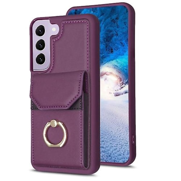 For Samsung Galaxy S22+ 5g Bf29 Organ Card Bag Ring Holder Mobiltelefondeksel Dark Purple