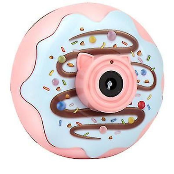 12,5*7*12,5 cm blå bobleblæsende legetøj donut boblemaskine elektrisk lys og musik automatisk bobleblæsende kamera børns legetøj AZ19243