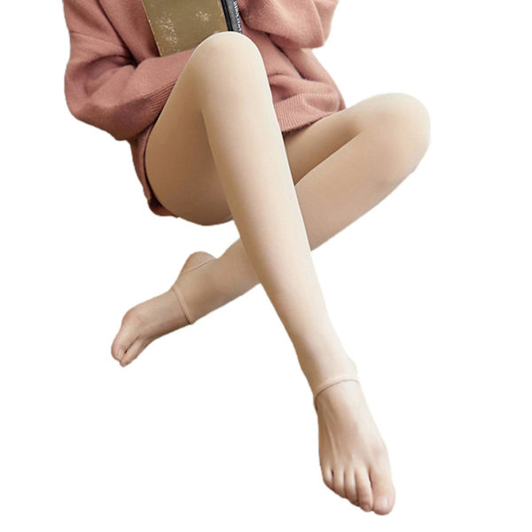 Vinter Varma Fleece Strumpbyxor Fodrade Naturlig Hudfärg Leggings Slim Skin Color Step On 80g