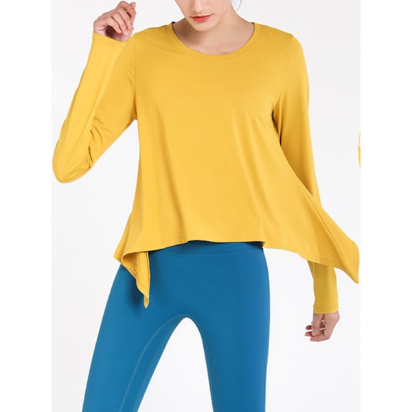 Women's Yoga Long Sleeve Top Workout Quick Dry yellow,S