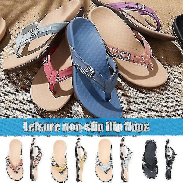 Vionic Thong Sandaler Med Spänne Kvinnor Casual Halkfri Flip-flop Strand Sandal @ Brick Red 36