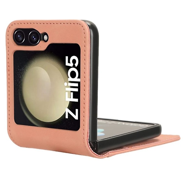 För Samsung Galaxy Z Flip5 5g Skin-feeling Halvsplit Extern Kortplats Fällbar Mobiltelefonfodral Pink