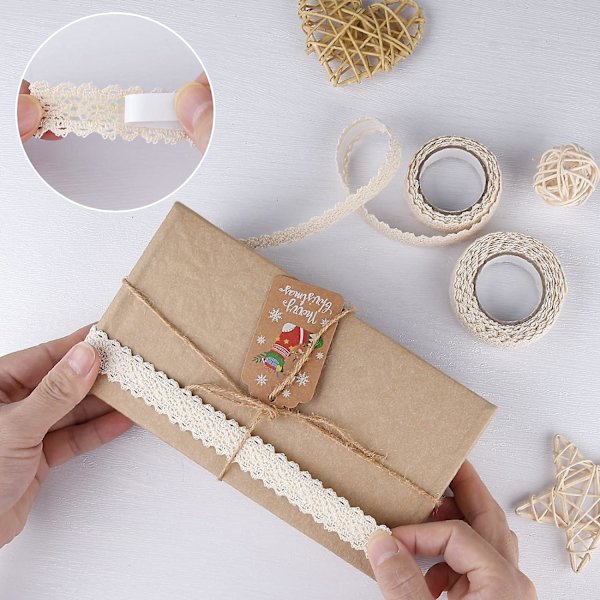 Vintage Pitsi Nauha Beige Itsekiinnittyvä Koristeellinen Reunanauha DIY-Käsitöihin