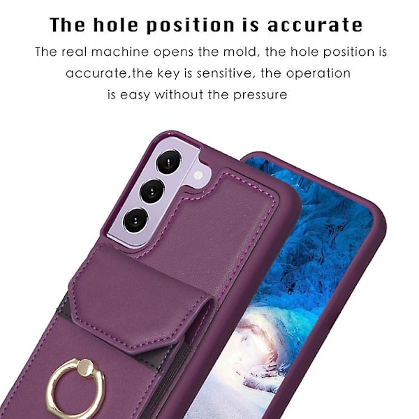 For Samsung Galaxy S22+ 5g Bf29 Organ Card Bag Ring Holder Mobiltelefondeksel Dark Purple