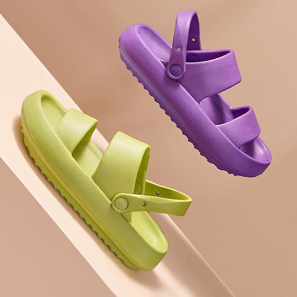 4CM Tykke Sålede Sommer Sandaler Sliders Til Kvinder Bløde EVA Strand Anti-Slip Sandaler Purple 36 37