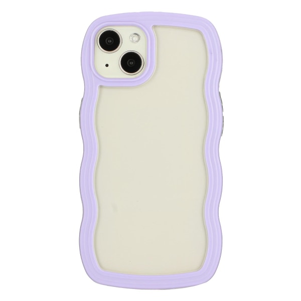 For Iphone 15 Wave Grip Design Telefon Etui Pc + Tpu Beskyttende Klart Cover Purple