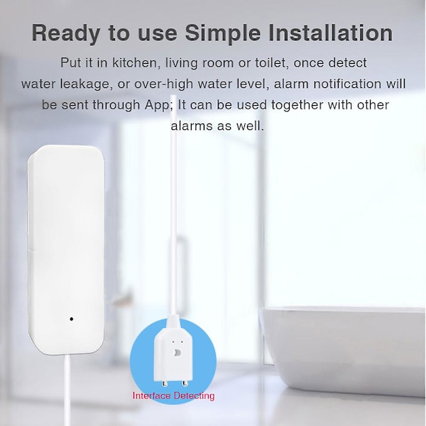 1-3x Smart Wifi Vandlækagesensor Oversvømmelses Tuya Lækageniveau Overflow Detektor Alarm 3PCS
