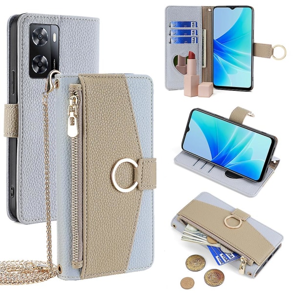 For Oppo A57 4g Leather Case With A Strap Cell Phone Cover Stand Wallet Card Holder