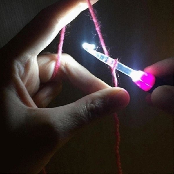 11-i-1 USB LED-ljus Stickad Virkningsset DIY Vävverktygssatser Tröja Sytillbehör DIY LED-blixtset Red