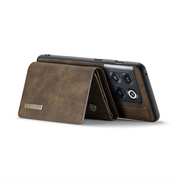 Dg.ming M1-serie til Oneplus 10 Pro 5g Magnetisk adsorption 2-i-1 pung Pc+tpu+pu læder telefon drop-proof etui med kickstand Coffee