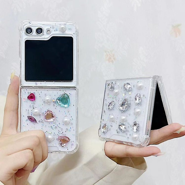 För Samsung Galaxy Z Flip4 Pärla Strass Tpu Mobiltelefonfodral Colours