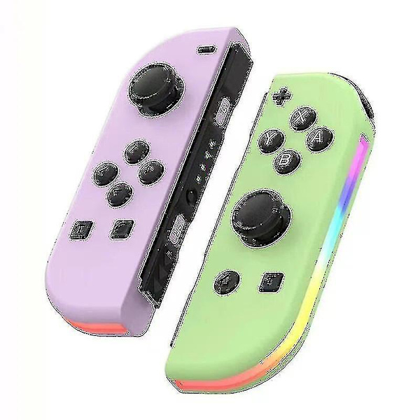 Trådlös handkontroll kompatibel med Nintendo Switch, Oled, Lite Gamepad Joystick (l/r) ersättning med RGB höger Vert pourpre
