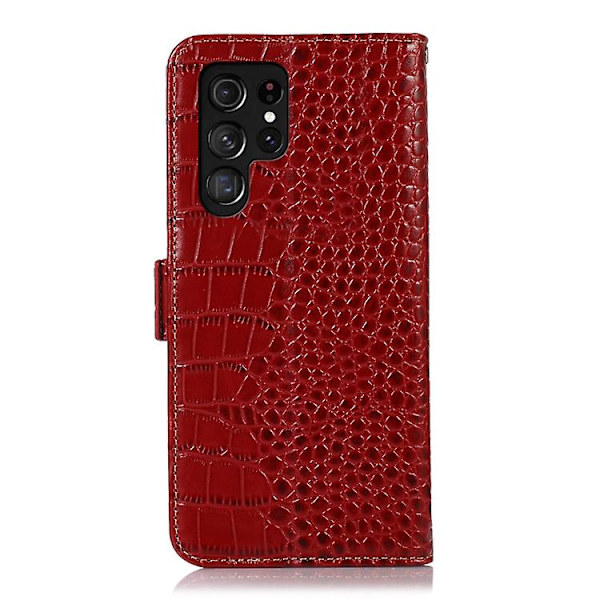 Samsung Galaxy S24 Ultra -kotelo, ylin kerros krokotiilinnahkaa Red
