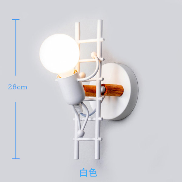 Människoliknande Vägglampa Kreativ Inomhusvägglampa Ljusstake Modern Art Deco Max 60w E27 Sockel Järnfäste För Barnrum, Sovrum, Vardagsrum, Trappor white
