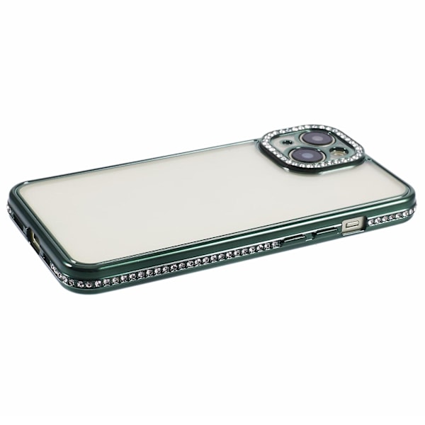 Beskyttende deksel med rhinestones til iPhone 14 - TPU - Slank telefondeksel Midnight Green