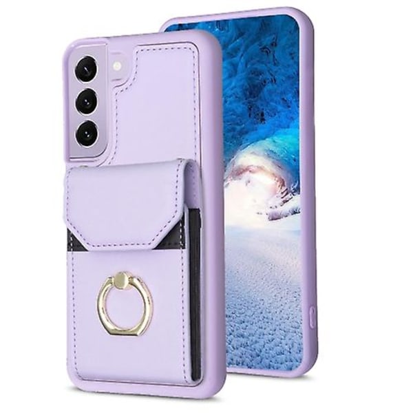 For Samsung Galaxy S22+ 5g Bf29 Organ Card Bag Ring Holder Mobiltelefon Deksel Purple