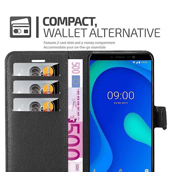 WIKO Y80 -matkapuhelimen suojakotelo - korttipaikoilla ja jalustatoiminnolla PHANTOM BLACK
