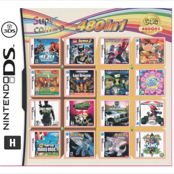 Kompilerings-spelkassett för Nintendos DS 3DS 2DS Super Combo Multi-kort 480in1