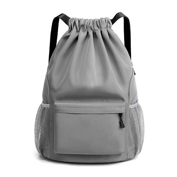 Reise lomme ryggsekk for kvinner, lett og enkel snøring bag, stor kapasitet sport og fitness bag for menn grey