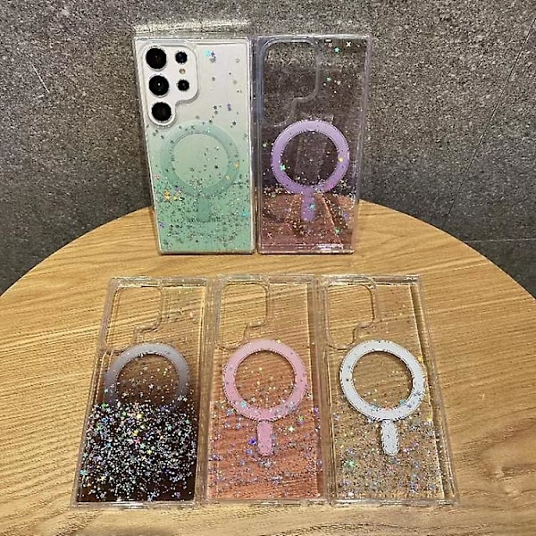 For Samsung Galaxy S22 5g Magsafe Glitter Tpu Beskyttende Telefondeksel Pink