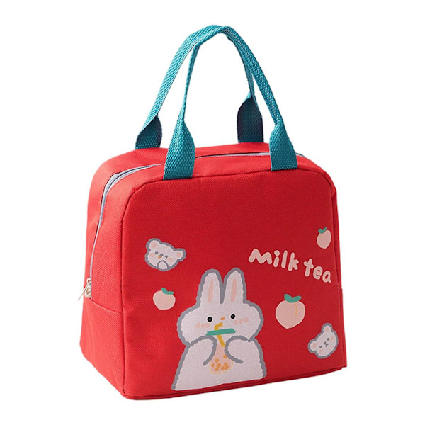 Insulated Lunch Bag Zipper Closure Oxford Cloth Large Capacity Cartoon Picnic Tote Household Supply