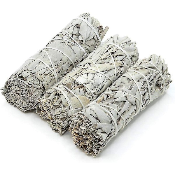 Valkoinen salvia -niput, 4 tuuman salvian tahrapuikko kodin puhdistukseen, suitsukkeisiin, meditaatioon ja rituaaleihin