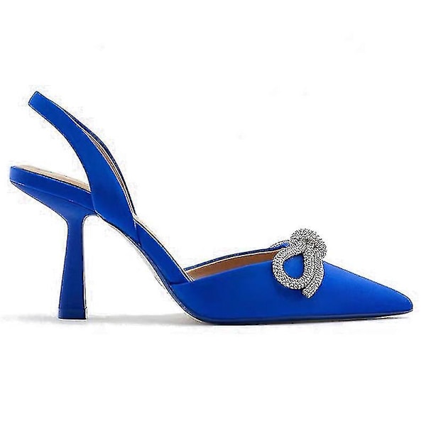 Naiset Teräväkärkiset Slingback Sandaalit Mukavuus Sandaalit Korkeakorkoiset Pumput Blue EU 35.5