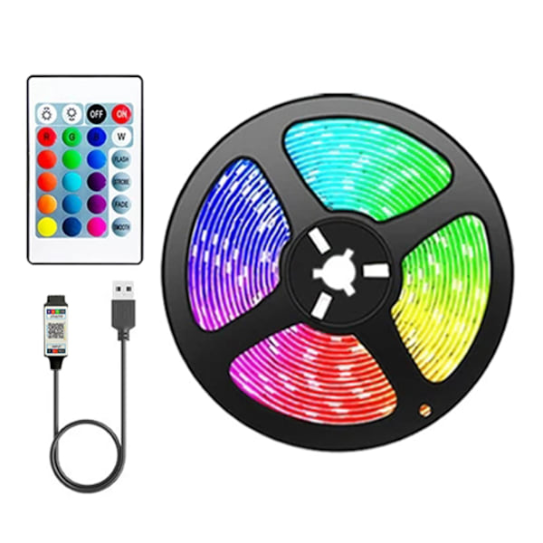 Färgglada RGB-ljusremsor med fjärrkontroll för fest, bröllop, dekoration av rum och hem 1m