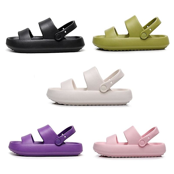 4CM Tykke Sålede Sommer Sandaler Sliders Til Kvinder Bløde EVA Strand Anti-Slip Sandaler Green 38 39