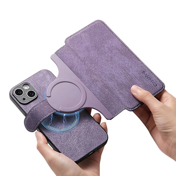 Aftagelig magnetisk pung etui til iPhone 15 mænd kvinder, RFID blokerende materiale Retro Folio Flip læder etui med 3 kortslots 15 Plus black