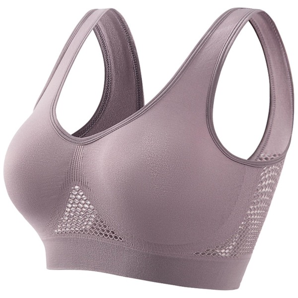 Åndbar Cool Liftup Air Bra, 2024 Ny Stor Størrelse Air Bra Åndbar og Komfortabel Mesh Sports BH til Kvinder -GSL purple gray 4XL