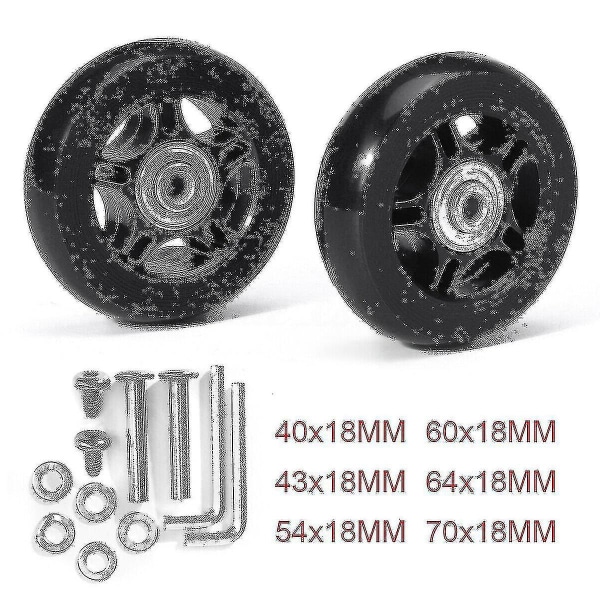 Tyst vagnväskfodral Resväska Universalhjul Gummirullande Resväsklager Reparationssats 40mm*18mm 60mm x 18mm