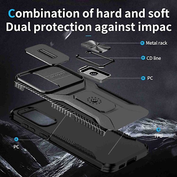 For Samsung Galaxy S23+ 5g Skyde Camshield Holder Mobiltelefon Etui Black