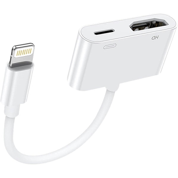 HDMI-adapter for iPhone til TV, [Apple MFi-sertifisert] 1080P Digital AV Lightning-adapter, Plug and Play Synkroniser skjerm HDMI-kontakt for iPhone og iPad, C