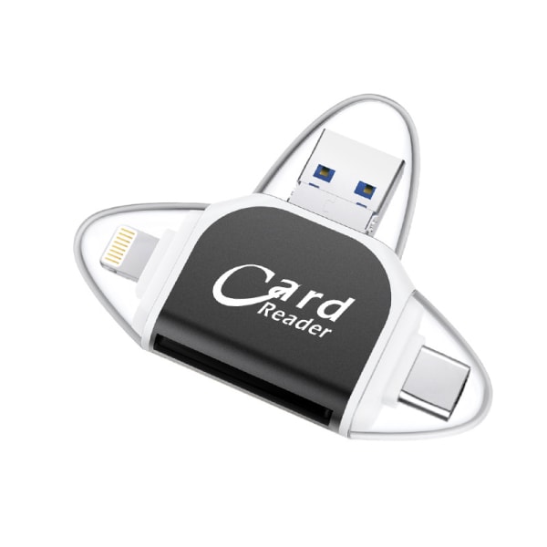 Moniporttinen 4-in-1 universaali SD- ja TF-kortinlukija, USB-C SD- ja TF-muistikortinlukija, USB-C-keskittimen moniporttisovitin