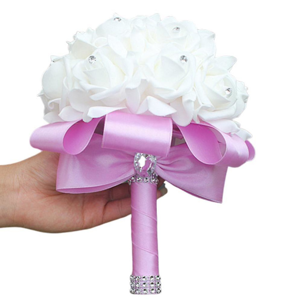 Brude Bånd Rhinestones Kunstige Blomsterbuket Bryllup Banket Dekoration Light purple