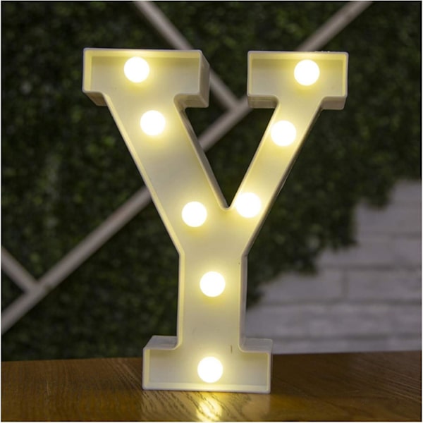 Bokstavs-LED-lampa Ljus Anställningsnummer Klump Ornament Batteridriven Nattlampa Fest Sovrum Bröllop Födelsedag Jul Dekorativt Nummer Y